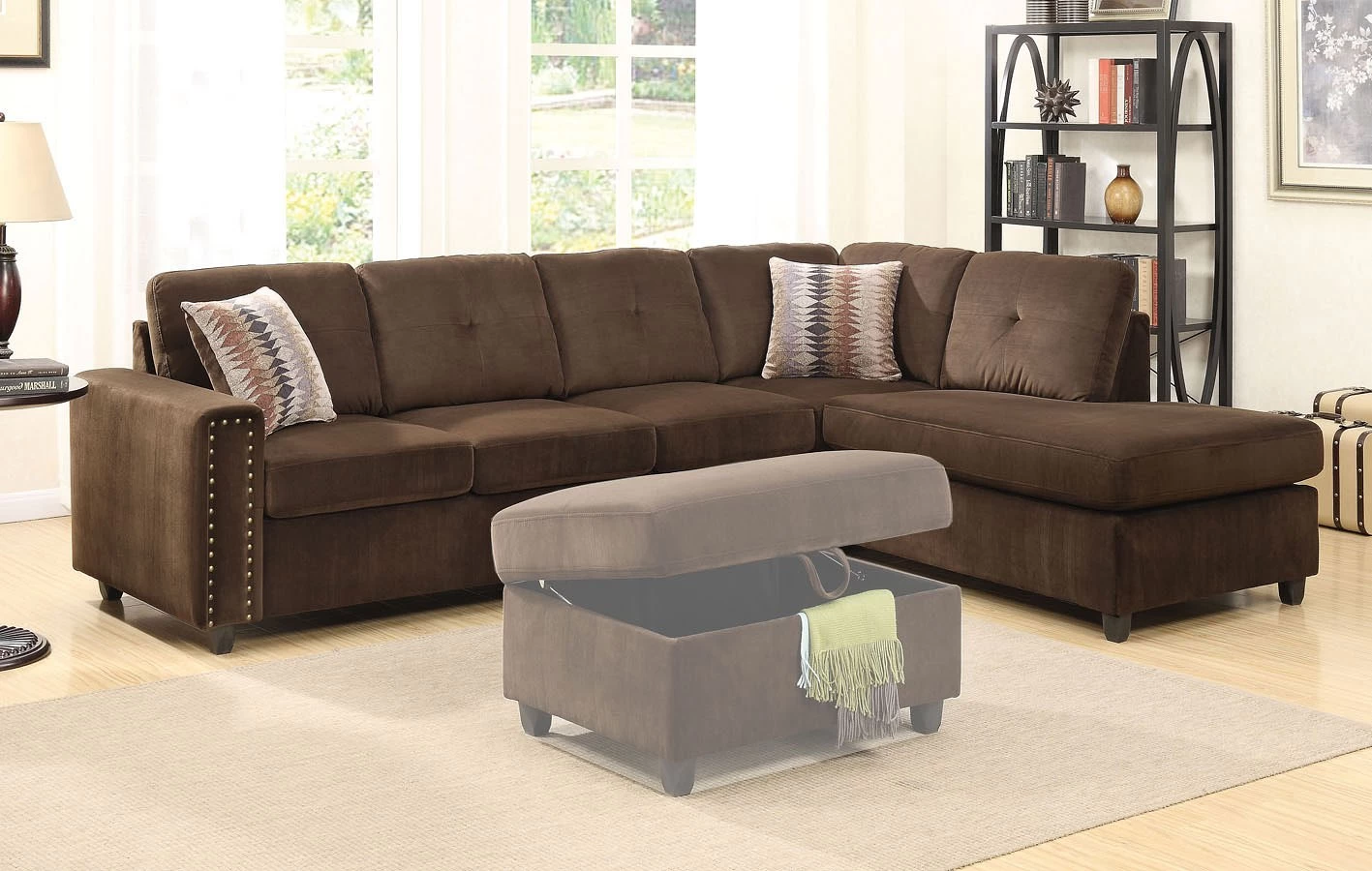 Belville Reversible Sectional (Chocolate) 1 Belville Reversible Sectional (Chocolate)