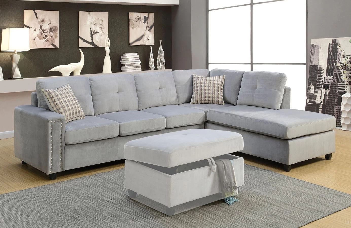 Belville Reversible Sectional (Gray) 1 Belville Reversible Sectional (Gray)