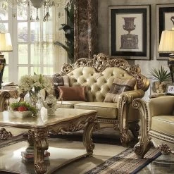 Vendome Loveseat (Gold Patina / Bone PU)