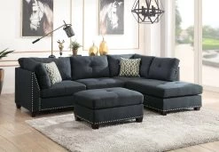 Laurissa Right Chaise Sectional W/ Ottoman (Dark Blue)