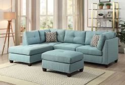 Laurissa Left Chaise Sectional W/ Ottoman (Light Teal)