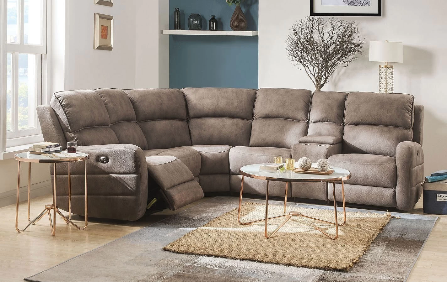 Olwen Power Reclining Sectional (Mocha) 1 Olwen Power Reclining Sectional (Mocha)