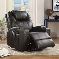 Waterlily Rocker Recliner W/ Swivel (Black)