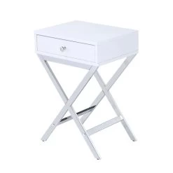 Coleen Side Table (White/ Chrome)
