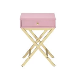 Coleen Side Table (Pink/ Gold) -Professional Furniture Discount Store 82698 side table pink 3