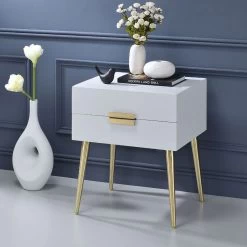 Denvor End Table (White And Gold)