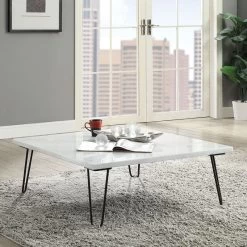 Telestis Square Coffee Table (White Marble/ Black)