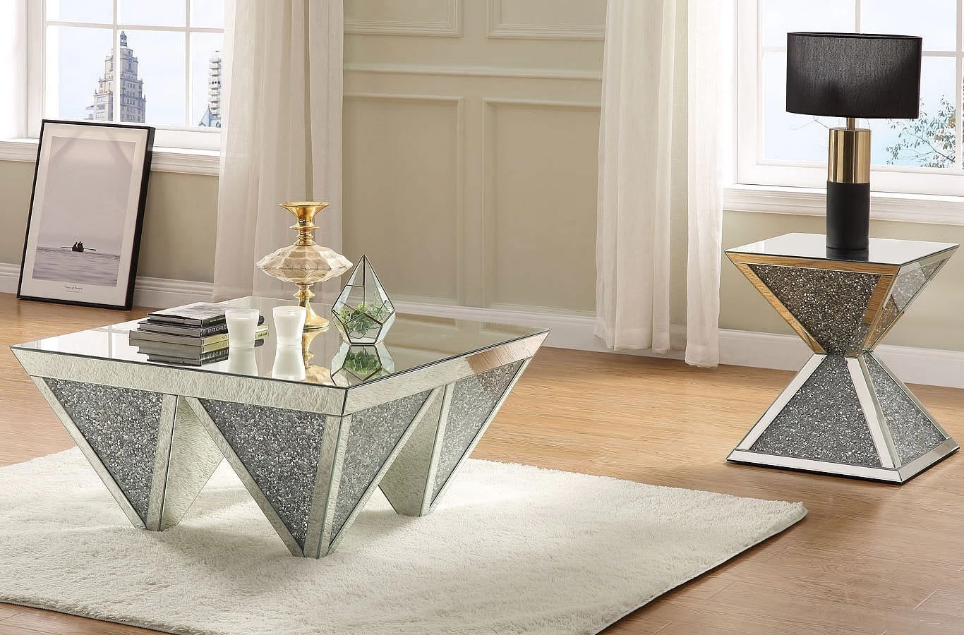 Noralie Mirrored Occasional Table Set 3 Noralie Mirrored Occasional Table Set - Image 3