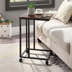 Taurus 18 Inch Accent Table (Rustic Oak/ Black)