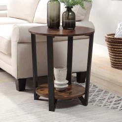 Taurus 20 Inch Accent Table (Rustic Oak/ Black)