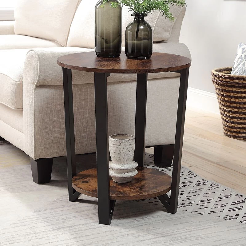 Taurus 20 Inch Accent Table (Rustic Oak/ Black) 1 Taurus 20 Inch Accent Table (Rustic Oak/ Black)