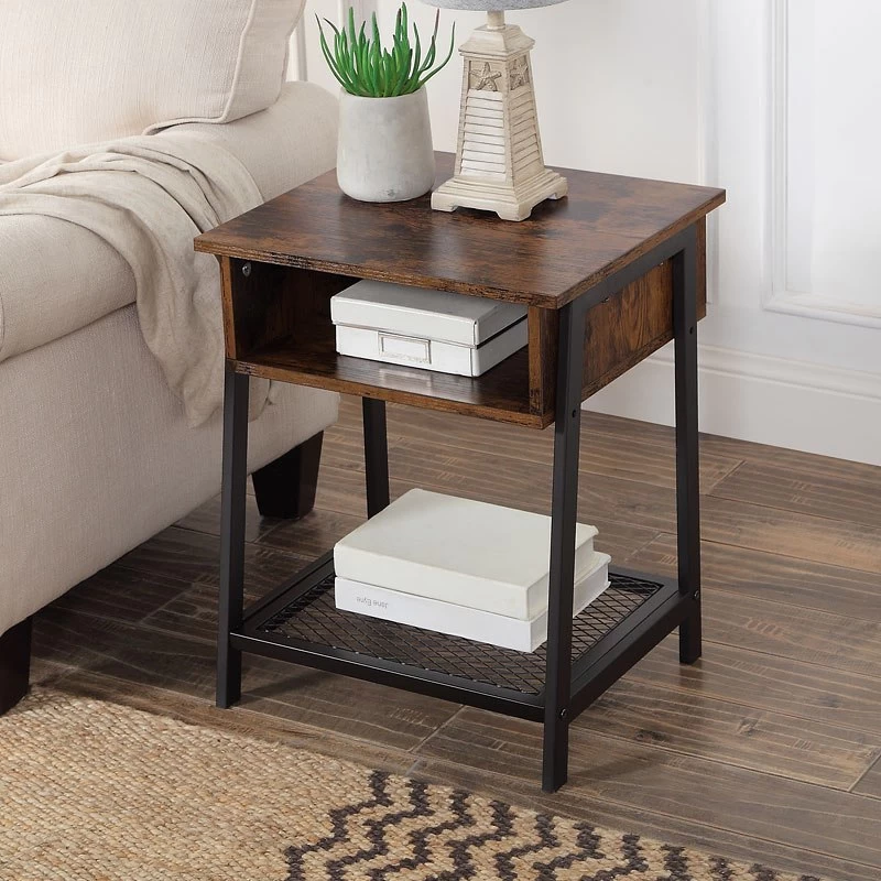 Taurus 22 Inch Accent Table (Rustic Oak/ Black) 1 Taurus 22 Inch Accent Table (Rustic Oak/ Black)